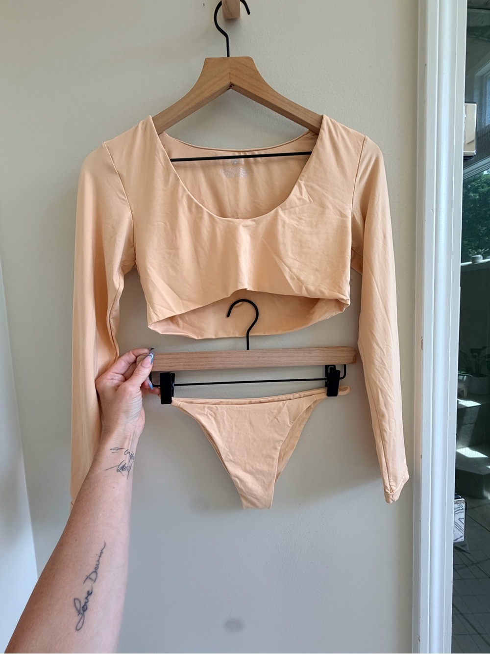Toast swim Peach Long Sleeve M top/S bottom Set